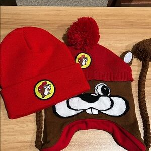 Bucees lot of 2 beanies Red and Brown Beanie Set